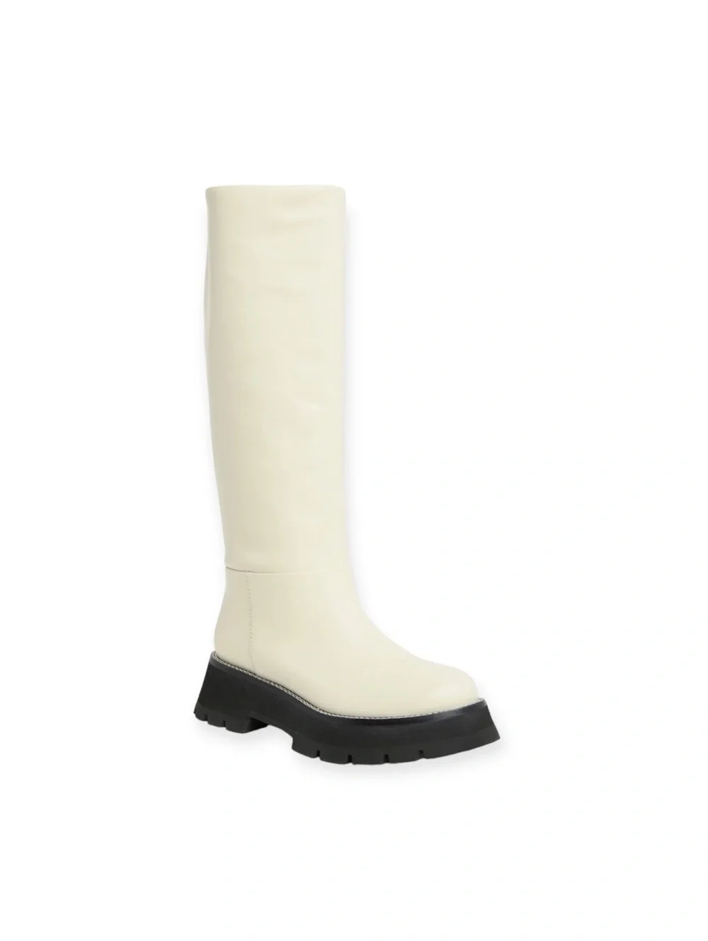 NEW 3.1 Phillip Lim Kate Lug Sole Knee High Boots in Bone/Black, Size 38.5